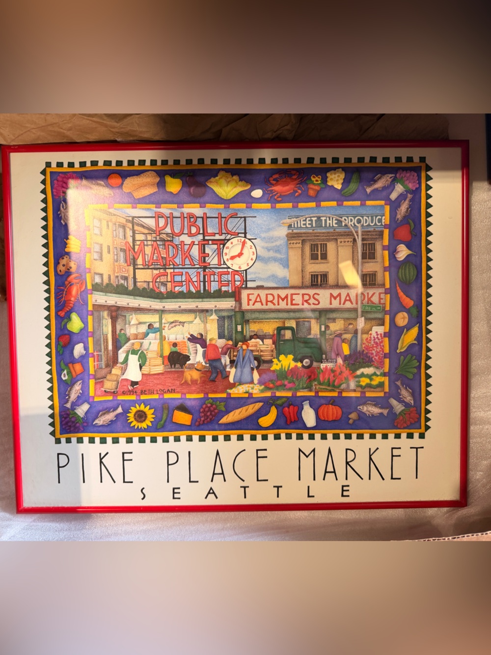 Beth Logan Pike Place Market Seattle Framed Art 16x20